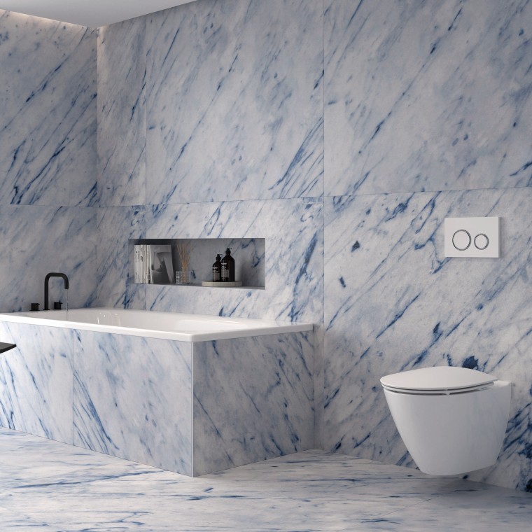 Ifö Caribia badkar och Ifö Spira Art vägghängd toalett Ifö Caribia badkar och Ifö Spira Art vägghängd toalett