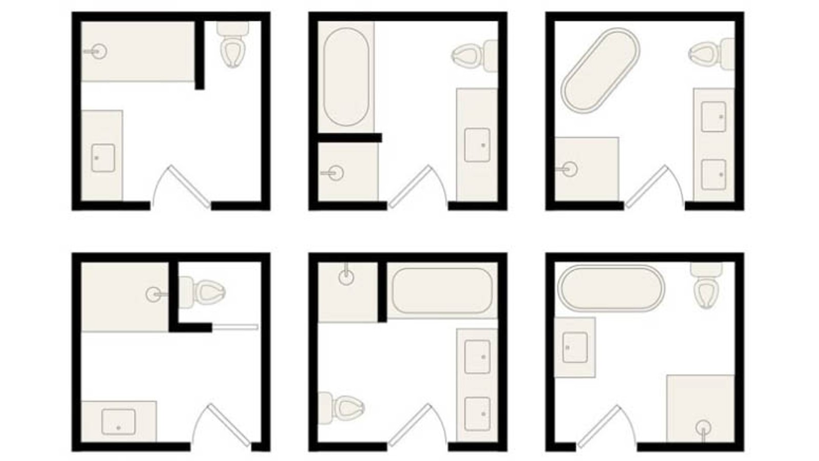 Förslag till olika planlösningar för badrum