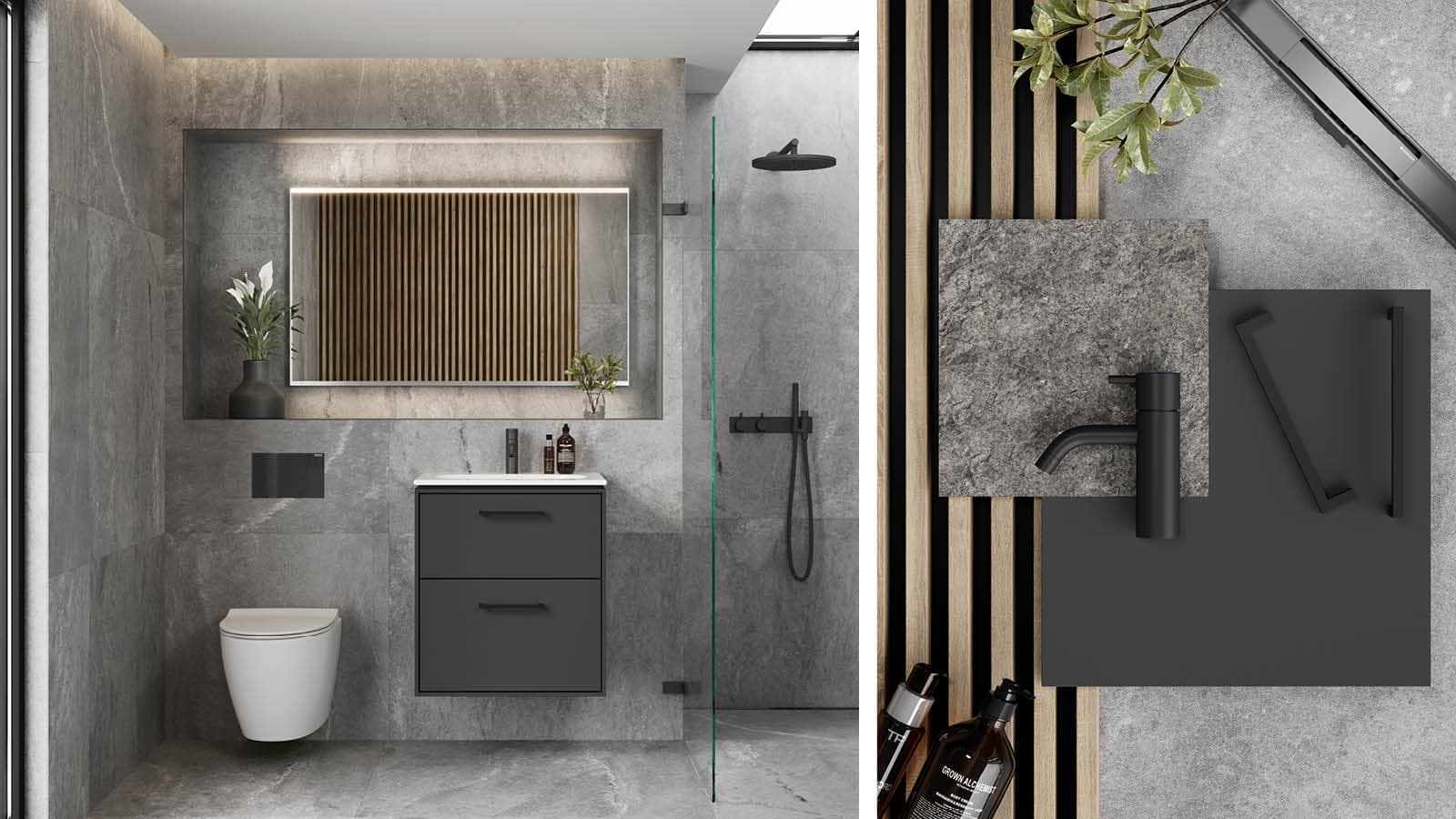 Badrum med Ifö Spira Art TurboFlush vägghängd toalett och Ifö Option spegel Badrum med Ifö Spira Art TurboFlush vägghängd toalett och Ifö Option spegel