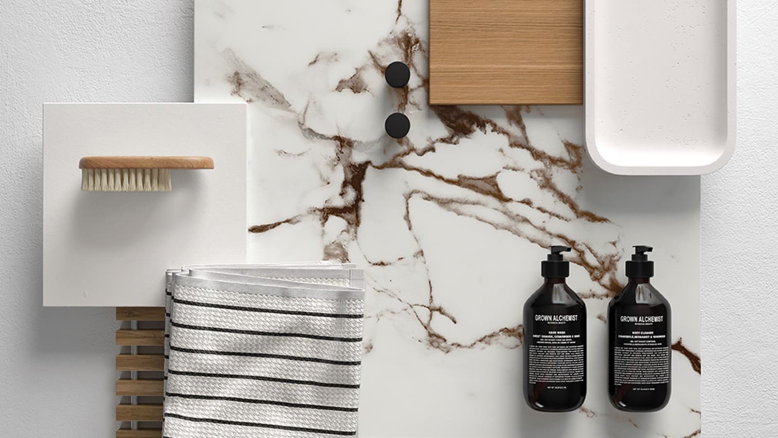 Moodboard med badrumstrender Moodboard med badrumstrender