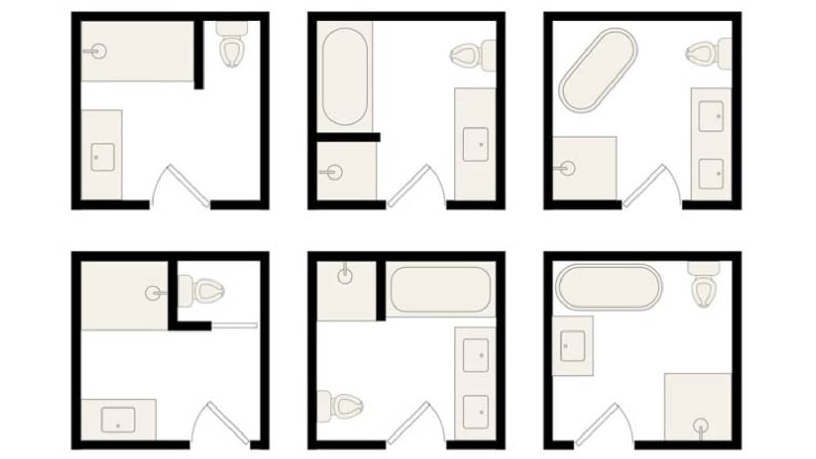 Förslag till olika planlösningar för badrum Förslag till olika planlösningar för badrum